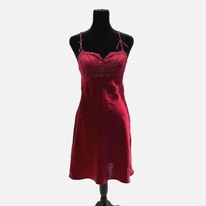 Etam ruby red satin and lace slip